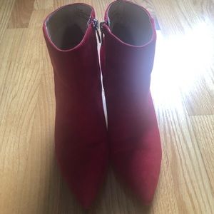 Red suede booties